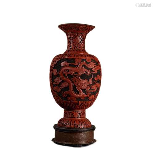 A LACQUER DRAGON OPENWORK VASE