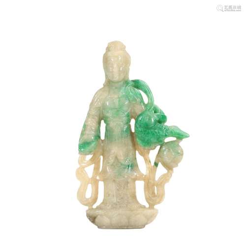 A JADEITE JADE FIGURE OF GUANYIN