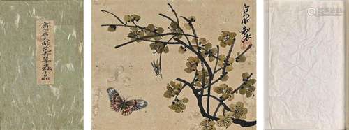 A CHINESE INSECT PAINTING, FRAMED, INK AND COLOR ON PAPER, S...