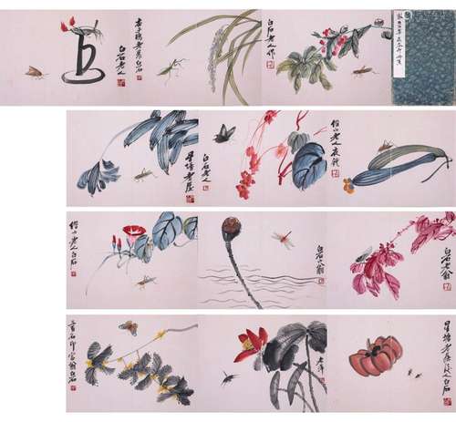 A CHINESE INSECT FLOWER PAINTING ALBUM, QI BAISHI MARK