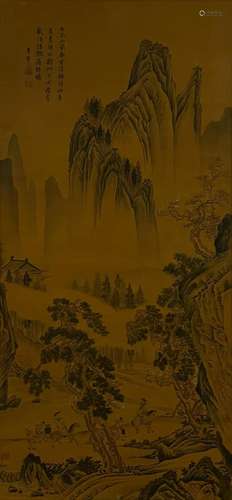 A CHINESE LANDSCAPE PAINTING, HANGING SCROLL, TANG YIN MARK