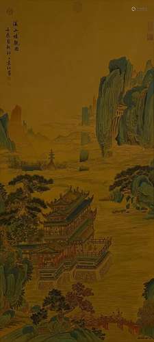 A CHINESE LANDSCAPE PAINTING, INK AND COLOR ON SILK, YUAN JI...