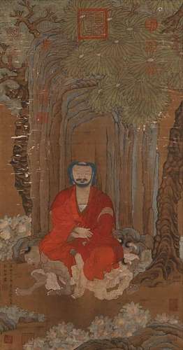 A CHINESE ARHAT PAINTING, LIU SONGNIAN MARK