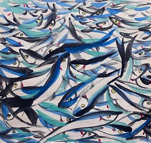 A CHINESE FISH PAINTING, WU GUANZHONG MARK