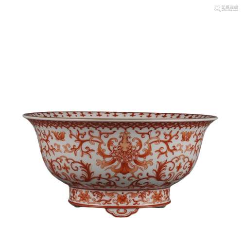 AN IRON-RED INTERLOCKING LOTUS BASIN