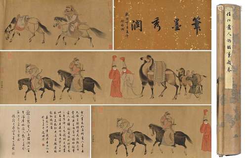 A CHINESE FIGURE STORY PAINTING, INK AND COLOR ON PAPER, HAN...