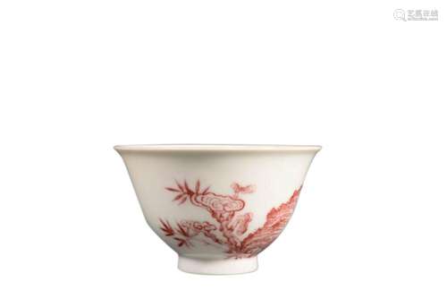 AN UNDERGLAZE RED LINGZHI CUP