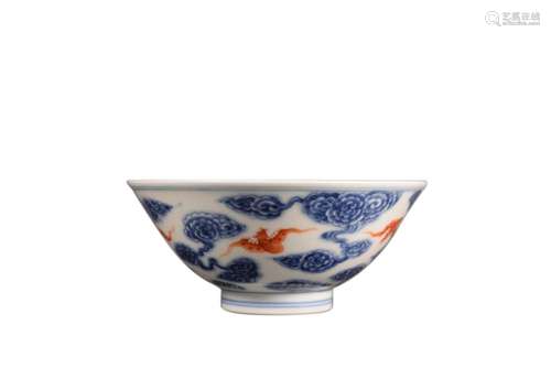 A BLUE AND WHITE IRON-RED CLOUD BATS BOWL