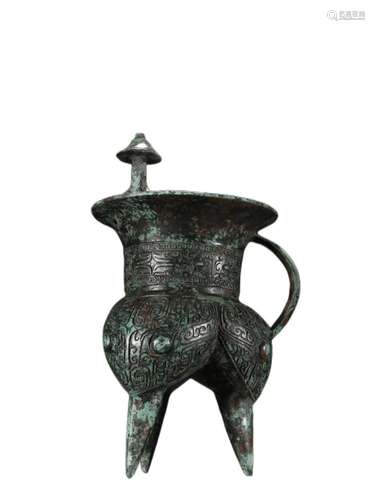 A BRONZE JIA VESSEL