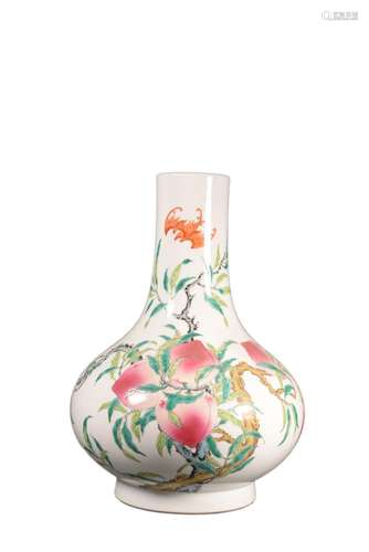 A FAMILLE ROSE LONGEVITY PEACH VASE