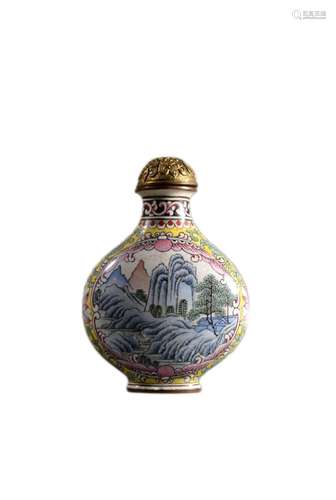 A BRONZE HUAFALANG ENAMEL SNUFF BOTTLE