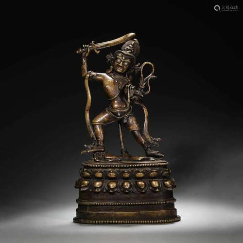 A SILVER-INLAID COPPER ACALANATHA STATUE