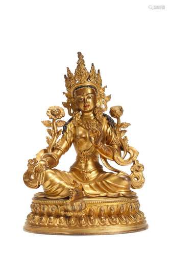 A GILT BONZE FIGURE OF BUDDHA