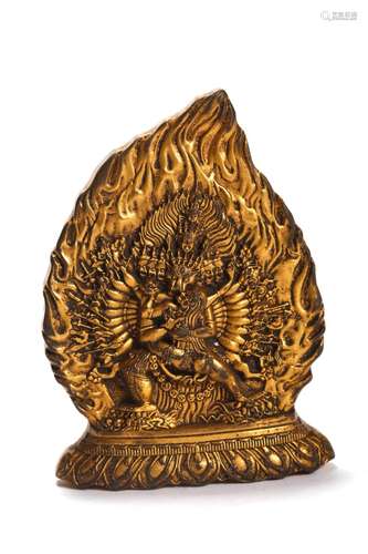 A GILT BRONZE FIGURE OF BODHISATTVA