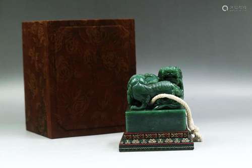 A CARVED JADE IMPERIAL SEAL