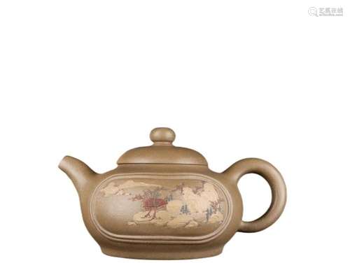 A PASTE PAINTED TEAPOT