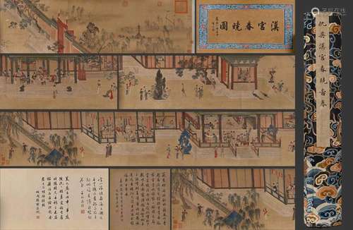 A CHINESE COURT LADIES PAINTING, HAND SCROLL, CHOUYING MARK