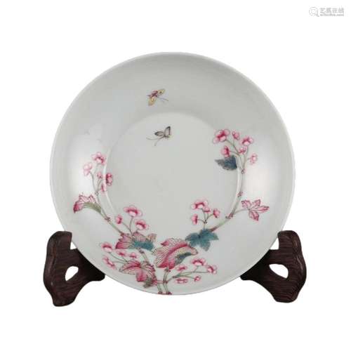 A FAMILLE ROSE PRUNUS PLATE