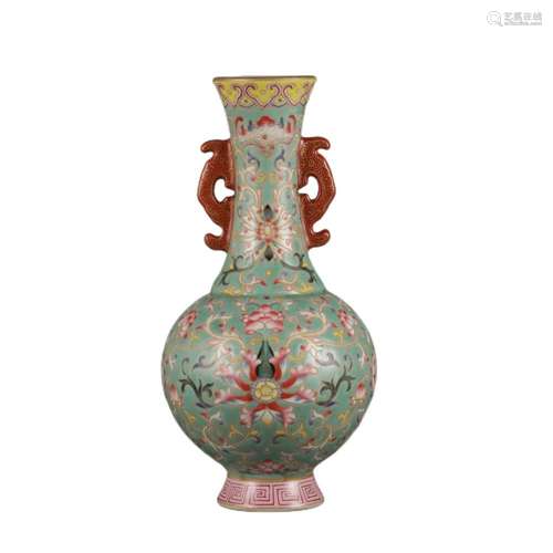 A CLOISONNE ENAMEL LOTUS VASE