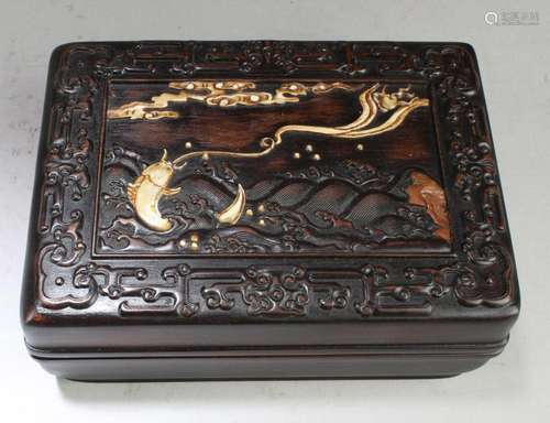 CHINESE HARDWOOD (POSSIBLY ZITAN) RECTANGULAR BOX