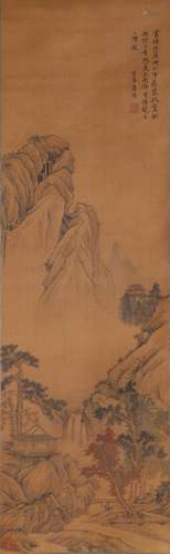 A CHINESE LANDSCAPE PAINTING, HANGING SCROLL, TANG YIN MARK