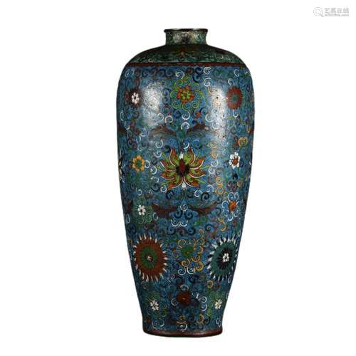 A BRONZE CLOISONNE ENAMEL INTERLOCKING FLOWER MEIPING