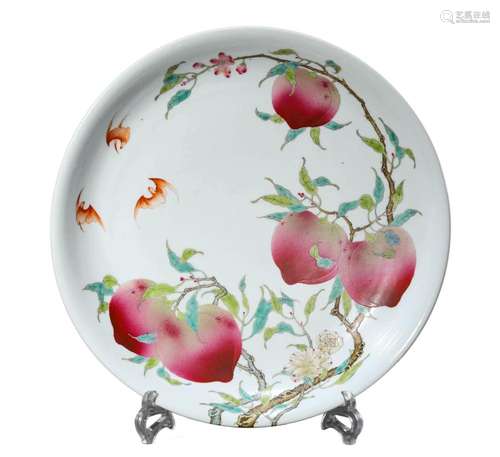 A FAMILLE ROSE PEACH PLATE