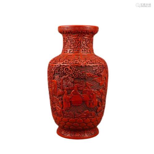 A CARVED LACQUER FIGURE VASE