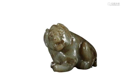 A KHOTAN JADE MYTHICAL BEAST ORNAMENT