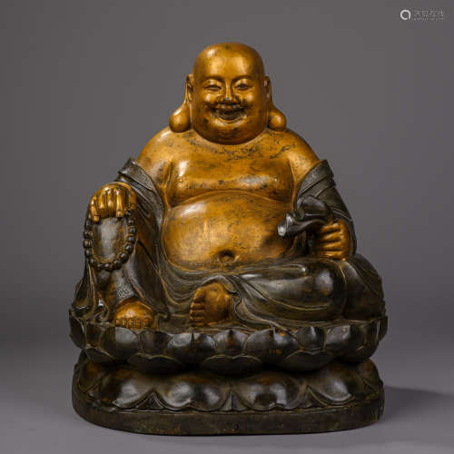 清代銅鎏金彌勒佛坐像