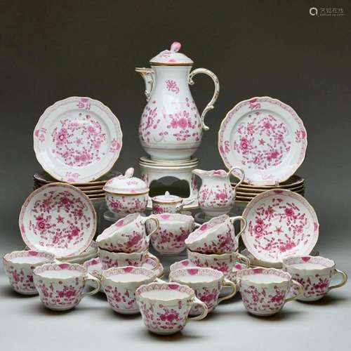 40tlg. Kaffeeservice - Indische Malerei purpur. Meissen 1972...