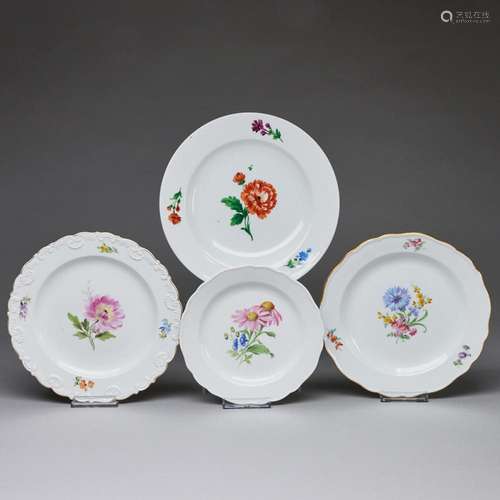 4 unterschiedliche Teller - Blume, Blume 2, Blume 3. Meissen...