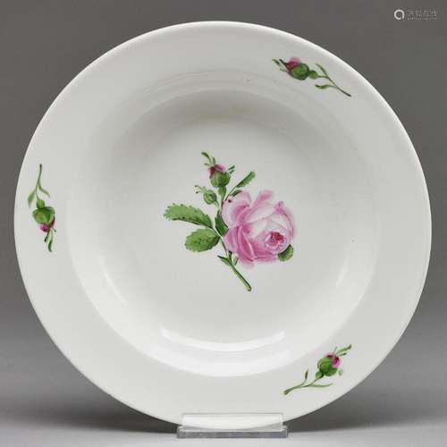 Suppenteller - Rote Rose. Meissen 1817-1824.