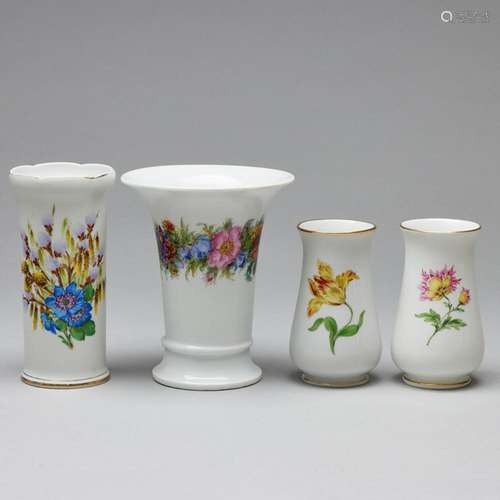 4 Vasen. Meissen 1850-1957.