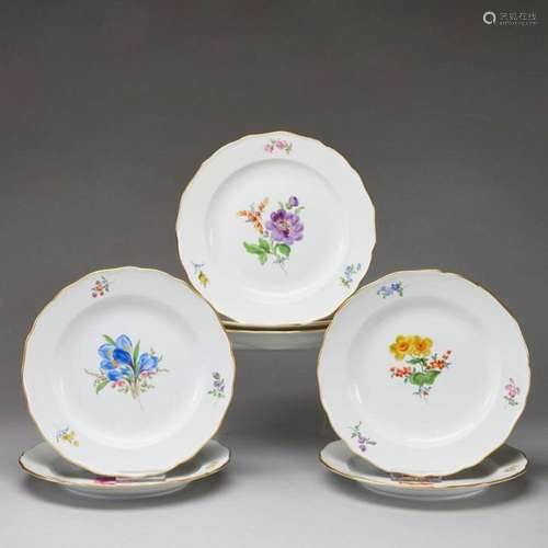 7 Speiseteller - Blume 2. Meissen 1850-1924 (1x), 1972-1980 ...