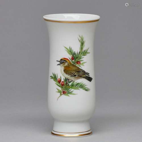 Vase - Vogelmalerei: Goldhähnchen. Meissen 1980.