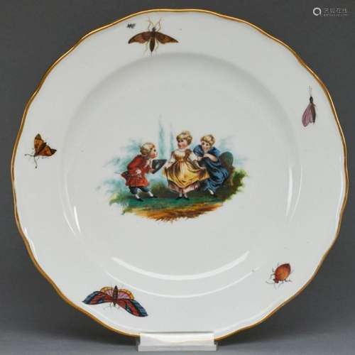 Speiseteller - Galante Kinder und Insekten. Meissen 1850-192...