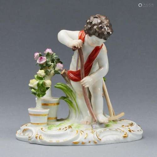 Allegorie Die Erde - Putto beim Pflanzen. Meissen 1850-1924.