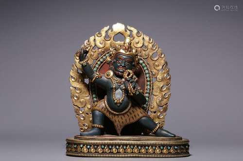 Gilt Bronze Lacquer Inlaid Jewel Vajrapani Bodhisattva