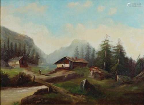 H. Bayer, Landschaft, Öl auf Leinwand