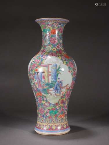 Avalokitesvara Vase with Famille Flowers and Open Window