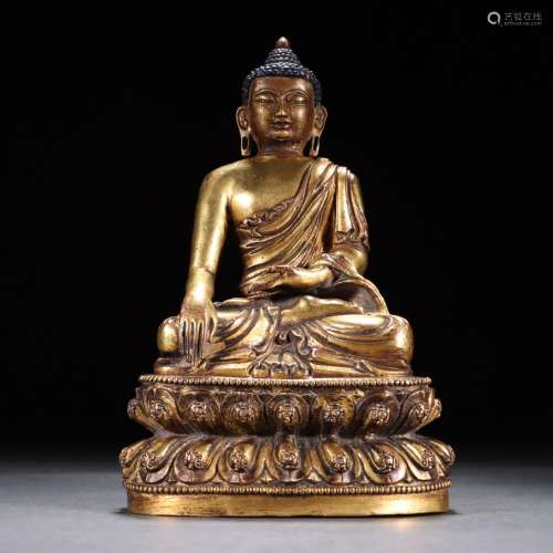 Gilt Bronze Seated Buddha of Longevity