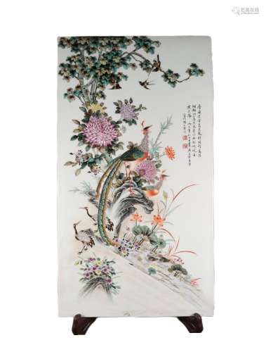 Porcelain plate painting of prosperity and auspicious pastel...