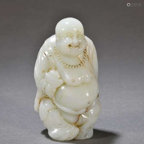 Hetian Jade Seed Material Maitreya Buddha Statue