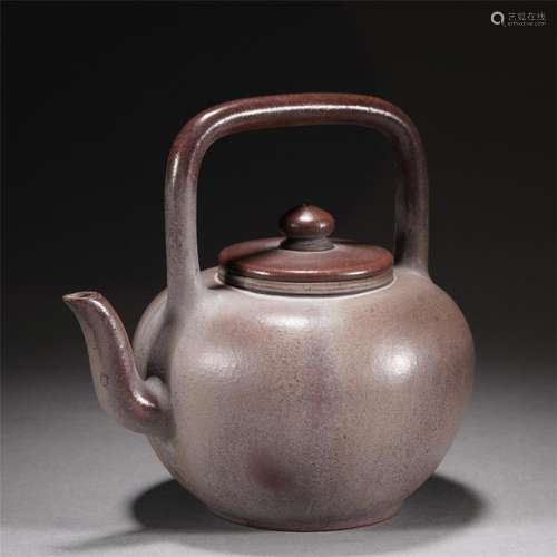 A CHINESE YIXING GLAZE ZISHA TEAPOT