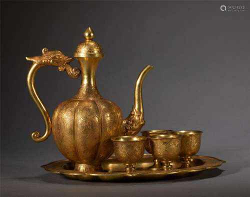 A SET OF CHINESE BRONZE-GILT TABLE-WARES