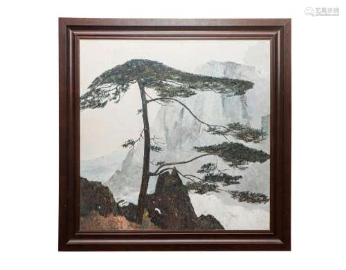 A CHINESE PAINTING OF PINE SIGNED WU GUANZHONG