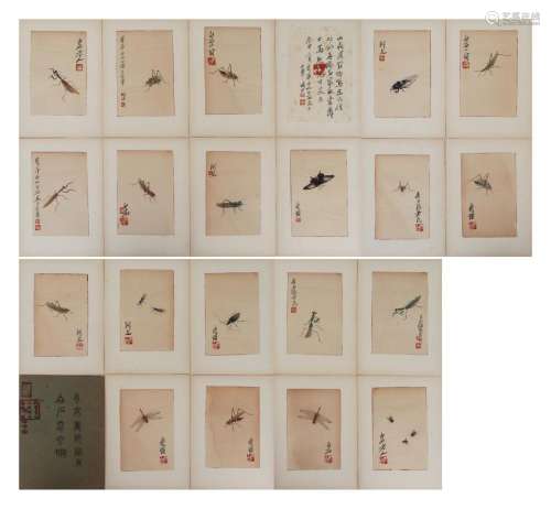 A CHINESE PAINTING OF INSECTS SIGNED QI BAISHI