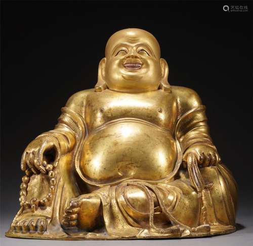 A BRONZE-GILT BUDAI