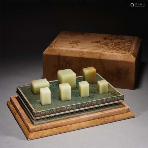 A SET OF CHINESE SQUARED JADE SEALS
